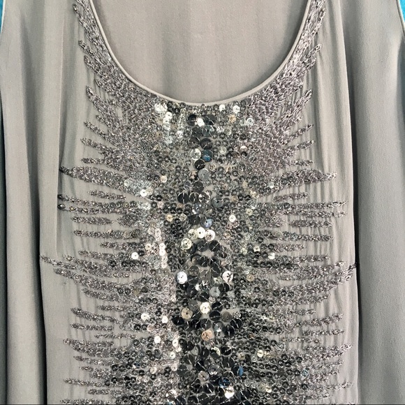 ADAM Adam Lippes beaded silk grey shift dress 4 - Picture 2 of 8